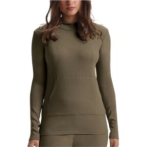 Commando Olive Green Luxury Rib Knit Hoodie Pullover Women's Size Small